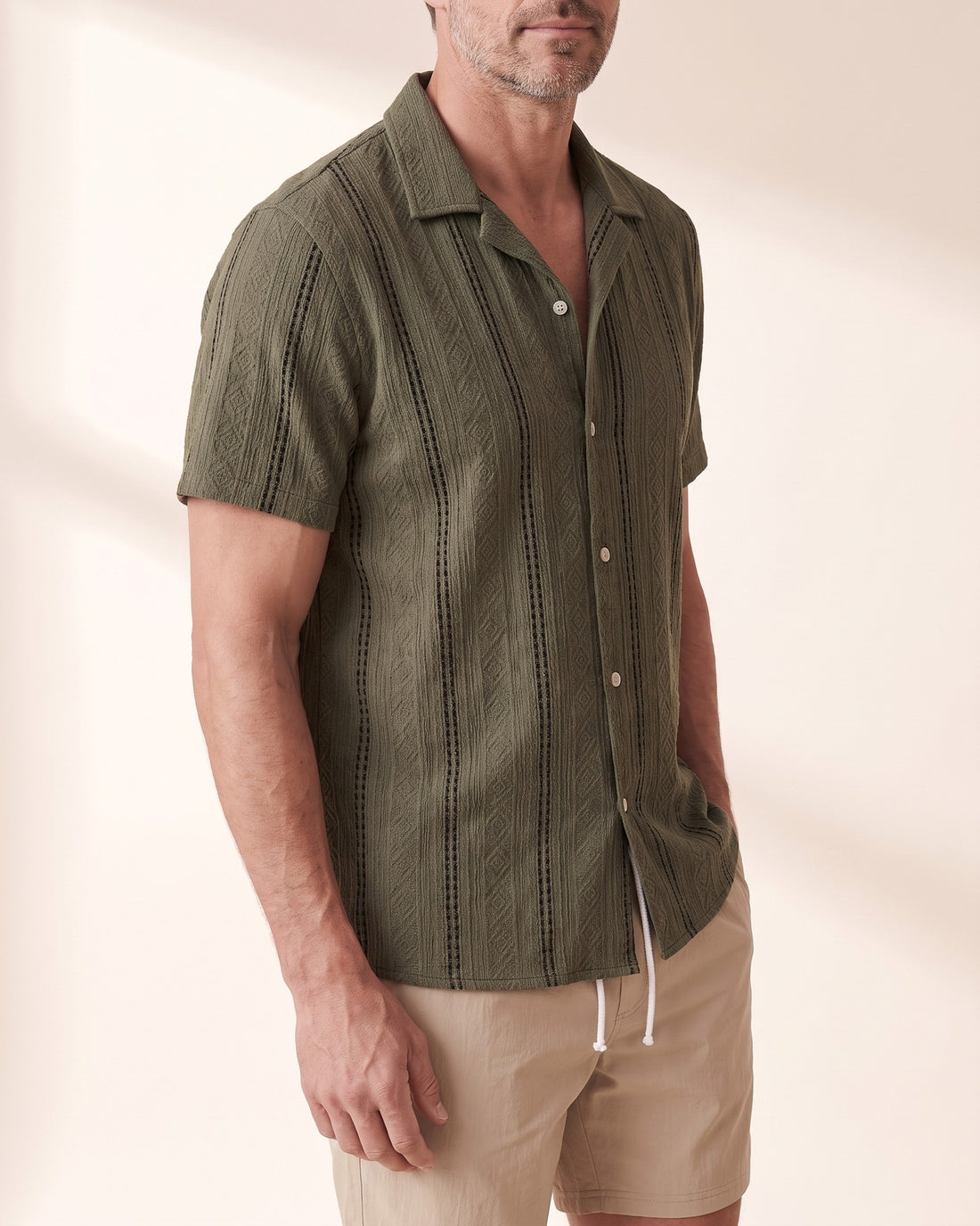 KEPT Men's 2-Piece Outfit Set - Marrakech in dark green, detail close-up